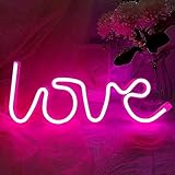Love Neon Signs, Pink Love LED Neon Lights Charge by USB/Battery for Girls Room Wall Signs, Mother's Day, Christmas Gift, Birthday, Wedding Party, Kids Room, Living Room, Table Decor