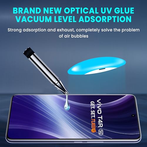 Image of FIRST MART Military Grade UV Tempered Glass For Vivo T4R and IQOO Z10R 5G (6.77 Inch) With Edge To Edge Full Screen Coverage & Easy UV Installation Kit | Crystal Clear, Pack of 2