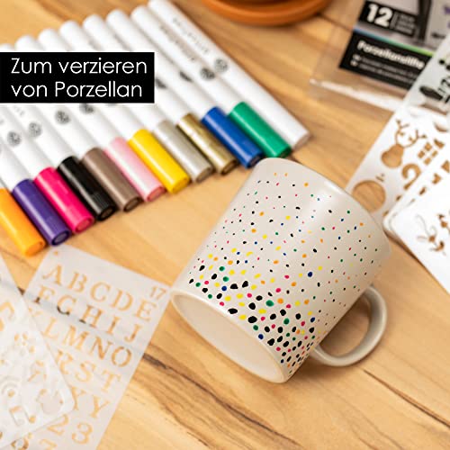 Porzellanstifte Officetree 12er Set spülmaschinenfest in 12 Farben