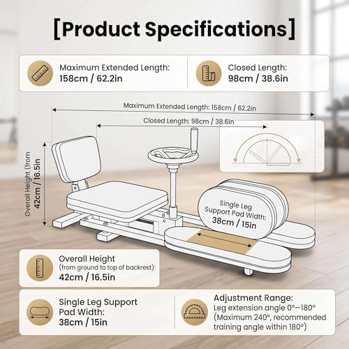 Equipo de estiramiento plegable para pierna con cojines miniatura 5