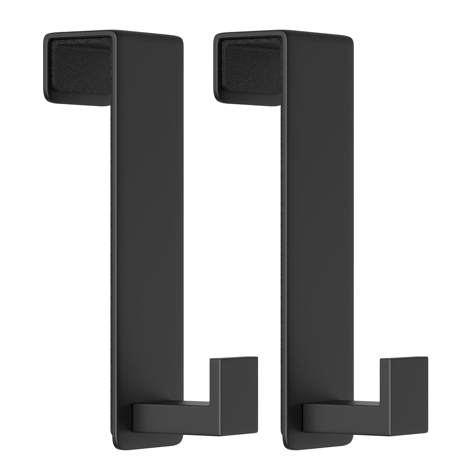 Stainless Steel Over The Door Hooks Heavy Duty, Door Mount Coat Rack Bathroom Towel Holder Towel Rack for Bedroom, Doors Hangers Towel Hooks for Bathroom Dorm Essentials (Black, 2 Pack)