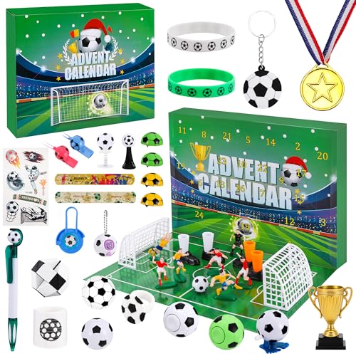 AYJIA Advent Calendar 2025 for Kids Boys, 24 Days Football Advent Calendar Christmas Countdown Fun for Boys Aged 3+ with Customizable Mini Stadium, Surprise Xmas Gifts for Toddler Kids Girls