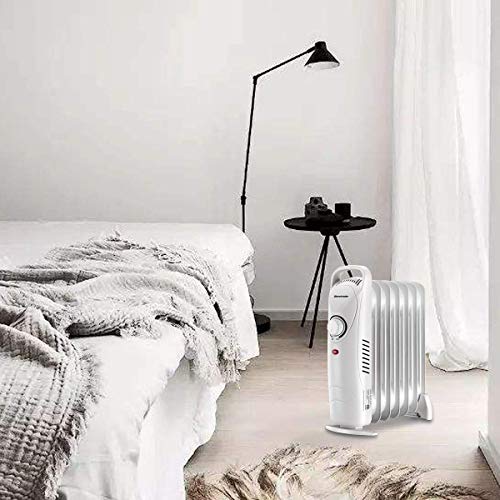 Homeleader Oil Filled Radiator Heater, 700W Space Heater, Portable Overheating Protection Oil Heater, for Home and Office, White