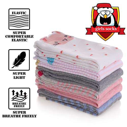 Image of FNOVCO Girls Knee High Socks Cartoon Animal Patterns Cotton Over Calf Socks