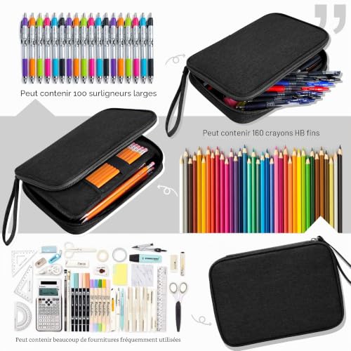 Zannaki Trousse de Rangement de Grande capacité pour marqueurs, stylos, Crayons, Papeterie, Outils d'art et Croquis, boîte de Rangement pour Bullet Journal, collège, lycée, Bureau, étudiante, Fille, – vue 2