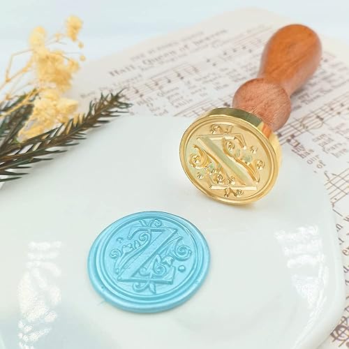 Miniatura 7 de Sello medieval tradicional de cera del alfabeto, con cabeza de latón, con mango de madera, para tarjetasobre, regalo (letra Z)