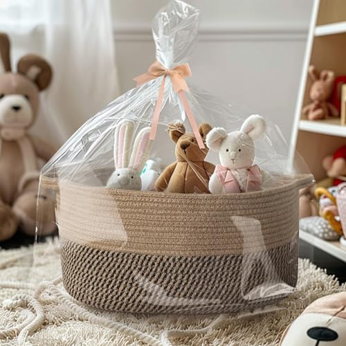 Image of MEGASKET Jute Wicker Basket with Handles, 17 inchx12 inchx8 inch Medium Woven Storage Baskets for Organizing Kids Toy, Gifts, Book, Towel, Cloth, Boho Storage Bin for Shelves, Entryway, Closet, Home Decor
