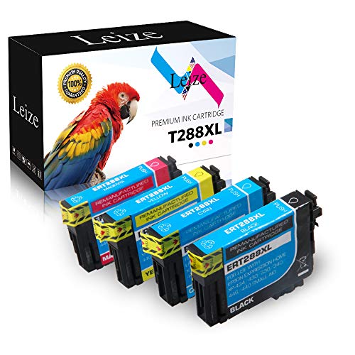 Leize Remanufactured Ink Cartridges for Epson 288XL T288XL T288 4-Pack use for Epson Expression Home XP-430 XP-330 XP-340 XP-440 XP-434 XP-446 (1 Black, 1 Cyan, 1 Magenta, 1 Yellow)