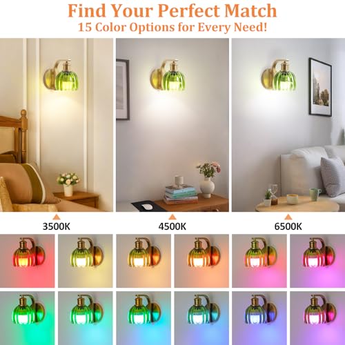Image of Vintage Battery Operated Wall Sconce, Wireless Wall Lights with Bulbs
