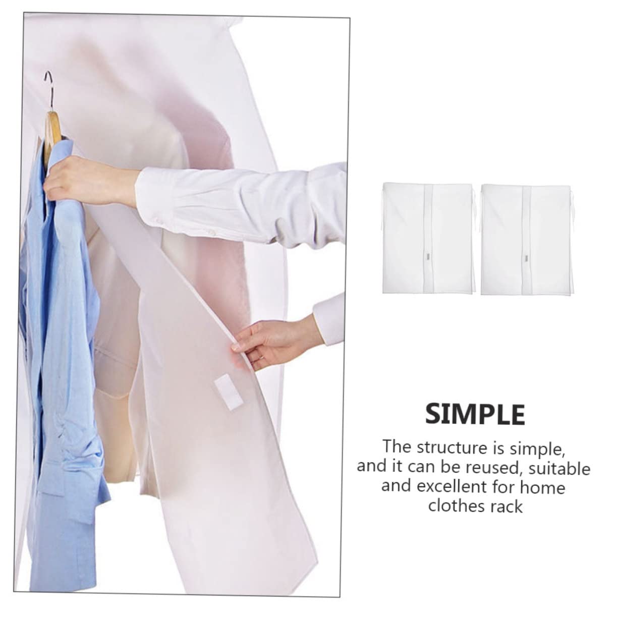 Funda para Colgar Ropa Peva, Juego de 2 Piezas, Blanco | Perchero en Casa, Bolsa de Almacenaje para Armario, Diseño Seguro, Cobertura Transparente