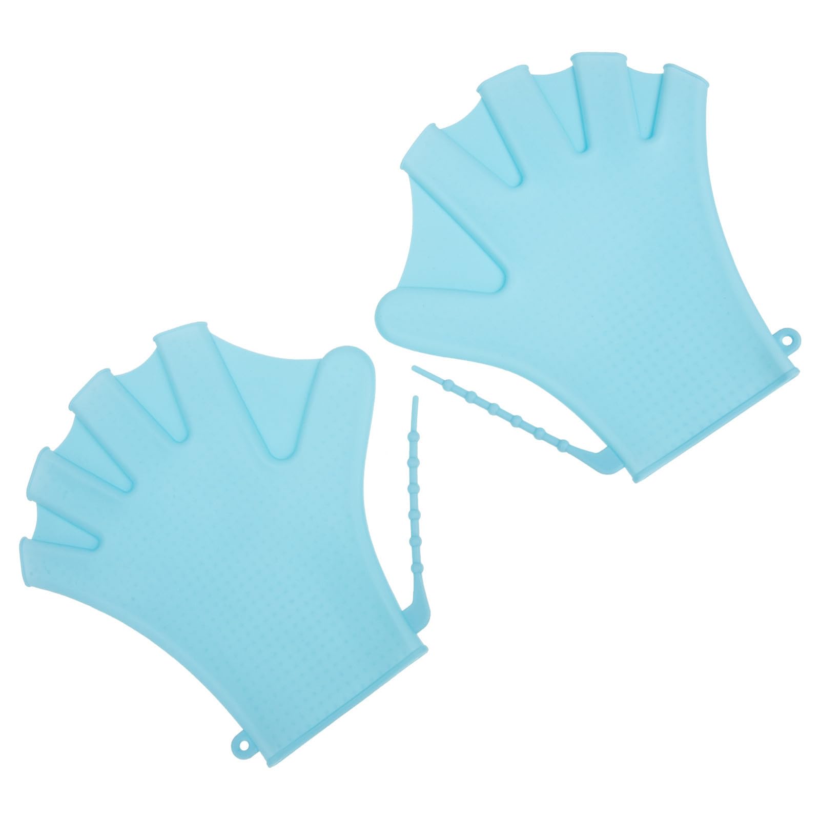 ibasenice Paletas de Natación de Silicona Ajustables para Entrenamiento Acuático, Guantes Resistentes al Agua en Color Azul Claro para Fitness, Surf y Buceo, 1 Par de Guantes Auxiliares