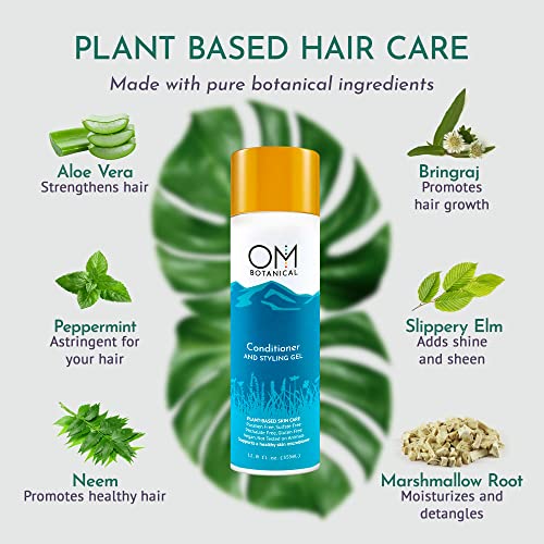 Natural Rinse-Off/Leave In Conditioner And Styling Gel, Hair Conditioner And Hair Gel With Ayurvedic Herbs For Silky Smooth Hair, Sulfate And Silicone-Free Vegan Hair Products For Men And Women, 12 Fl Oz. - Om Botanical #TOP2