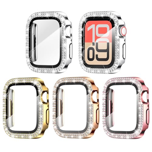 Goton 4-Pack Bling Case for Apple Watch Screen Protector 40mm Series 6/5/4 SE 3/2/1 Women Diamond Rhinestone Protector for iWatch Cover Accessories 40 mm