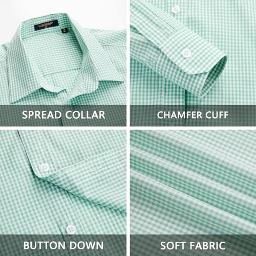 HISDERN Mens Casual Dress Shirts Plaid Button Down Shirt Long Sleeve Formal Business Gingham Shirt for Men3
