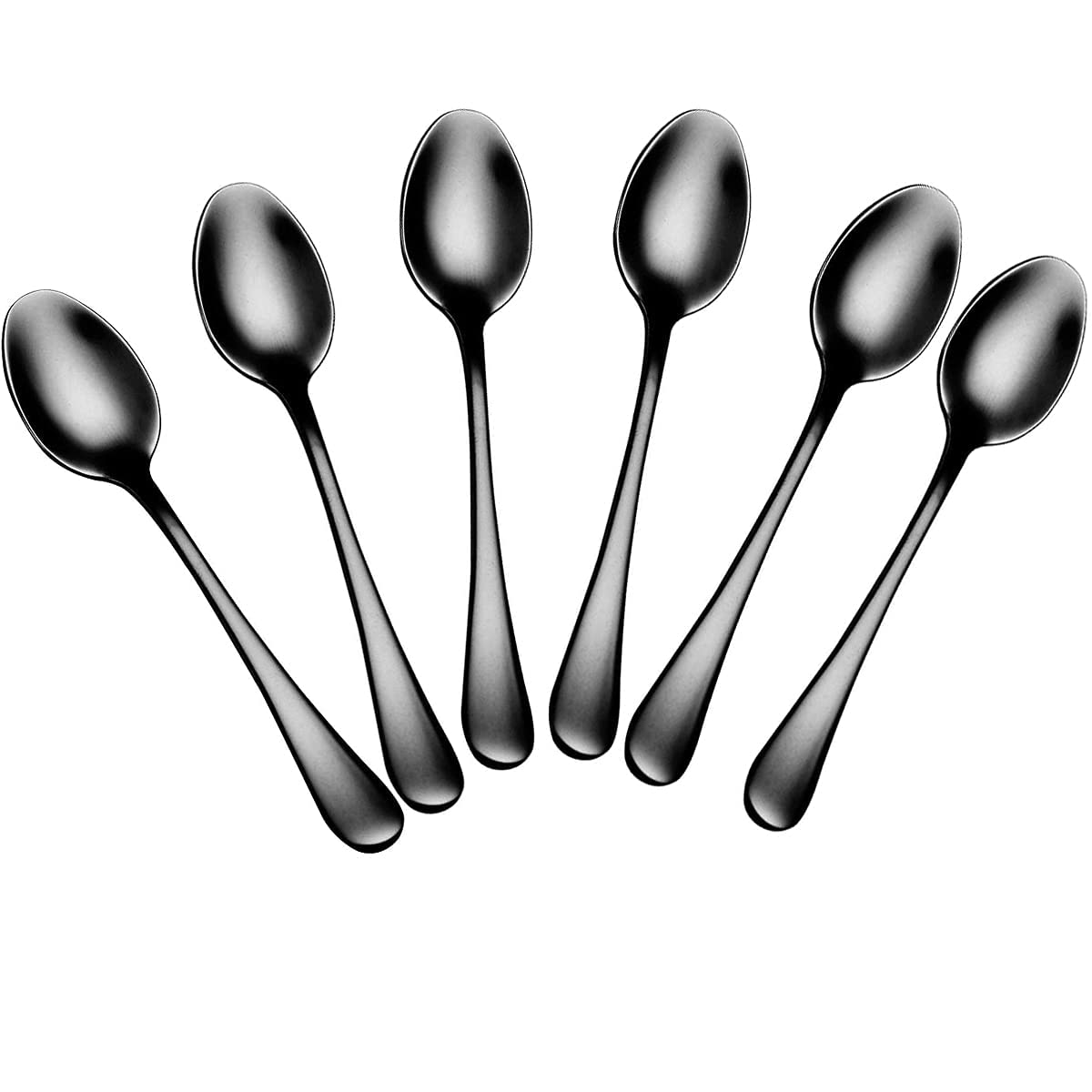 ELECDONEspresso Spoons, Mini Coffee Spoon, Stainless Steel Small Spoons for Dessert, Tea, Set of 6 (black)