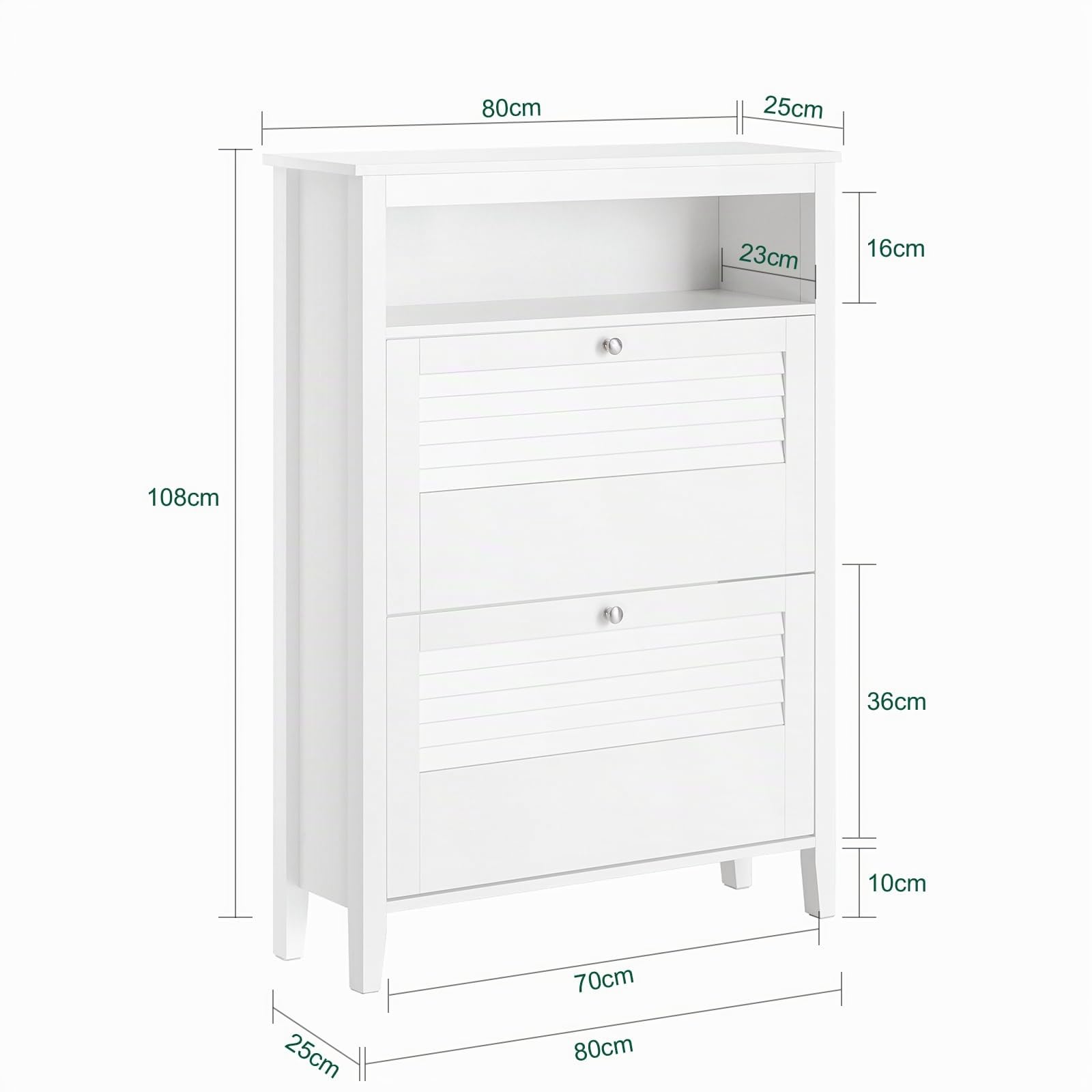 SoBuy Mobiletto portascarpe con 2 ante e 4 ripiani, con scomparto aggiuntivo per scarpe Mobile ingresso bianco L80*P25*A108, FSR152-W