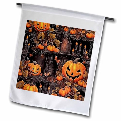 3dRose Jack O Lanterns And Gothic Candle Random Pattern - Flags (fl-385273-1)