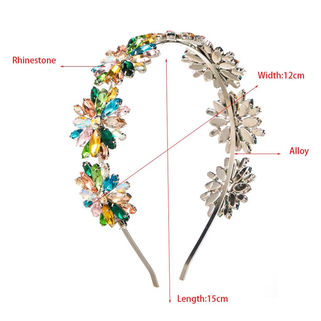 FMURY - Fasce per capelli da donna, in lega resistente, con strass colorati, accessori per capelli
