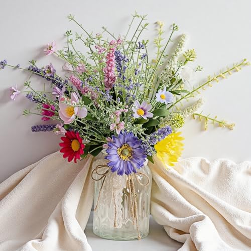 LUEUR Artificial Daisy Flowers Fake Silk Spring...
