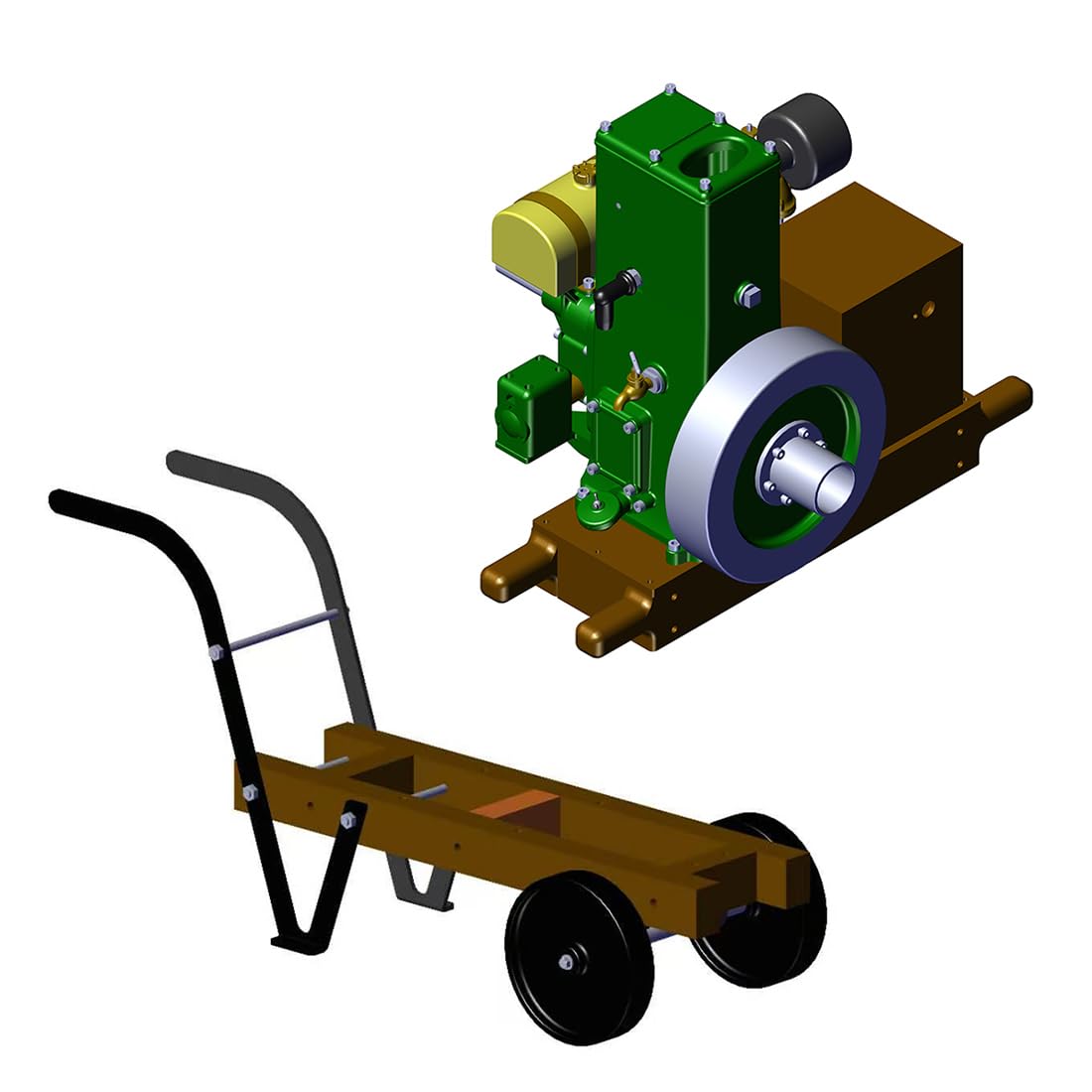 ExploTex RETROL & OKMO L-D - Modelo retro en miniatura de un motor de gasolina estacionario monocilindro de cuatro tiempos a escala 1:4 para coleccionistas, con sistema de encendido y base de madera +