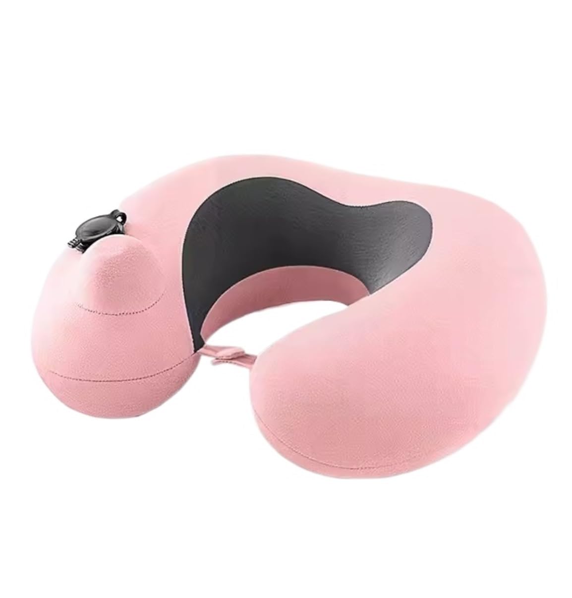 Compact Coussin De Voyage Oreiller De Voyage Gonflable, Cervical, Portable en Coton Forme U pour Avions, Maison Adultes Bureau(Rosa)