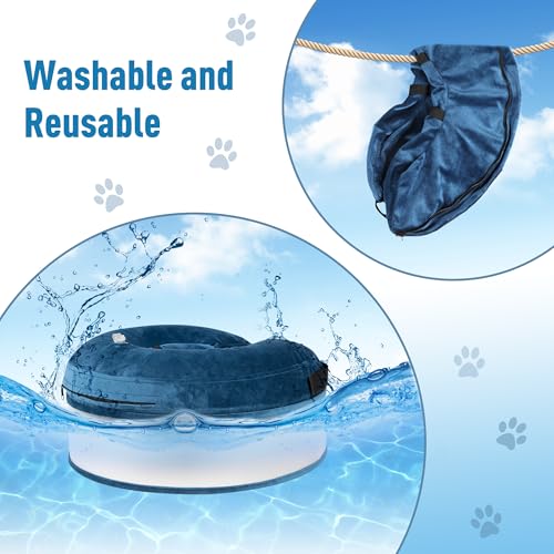 Image of Inflatable Dog Cone, Soft Dog Cone Collar After Surgery for Alternative with Enhanced Anti-Licking Guard Shield Adjustable Detachable Cone Collar, Elizabethan Collar (S, Blue)