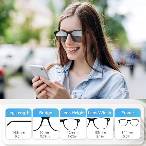 Image of Smart Glasses for Men Women, Bluetooth Audio Sunglasses with Color-Change Lenses Automatic Power On Off UV Protection Anti-Blue Lens Speakers Touch Control for Indoor Outdoor Walking Working