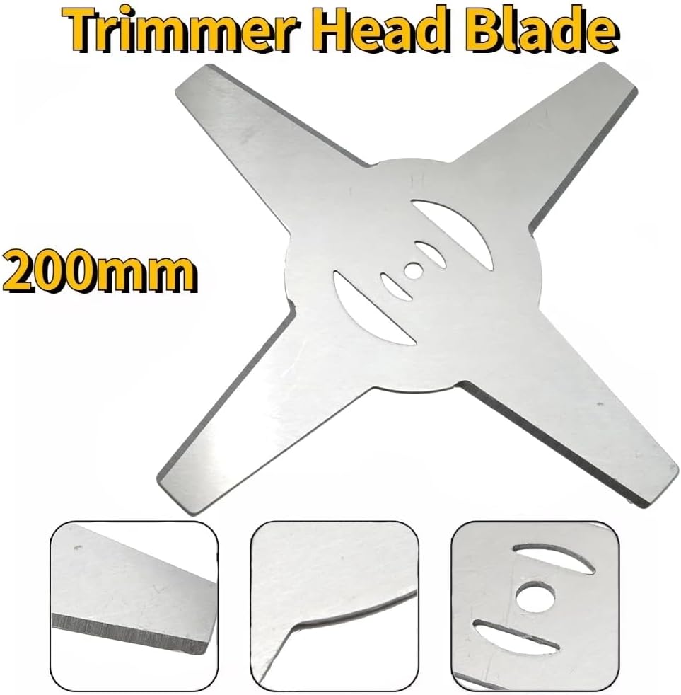 Wikene 200mm Metal Grass String Trimmer Head Blade Replacement Lawn Mower Saw Blades Fittings Electric Garden Power Tool Accessoris 2PCS
