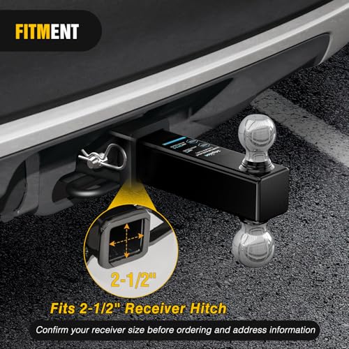 Image of Nilight Multi-Ball Trailer Hitch Ball Mount, 2 & 2-5 /16 Inch Balls, Dual Ball Mount fits 2-1 /2-Inch Hitch Receiver, Chrome Plating