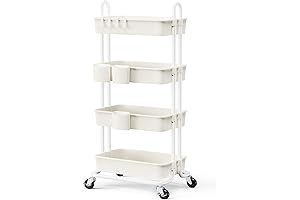 Pipishell 4 Tier Bookcase Trolley Cart