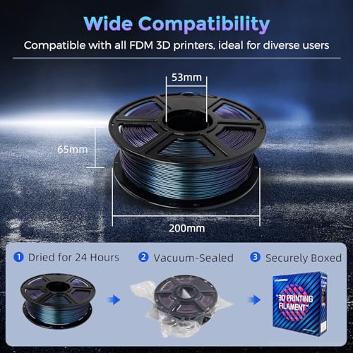 Image of FLASHFORGE PLA Filament 1.75mm + /- 0.02mm Burnt Titanium, Color Changeable 3D Printer Filament 1kg (2.2lbs), Chameleon Changing Colors with Light, Perfectly Hide The Layer Line