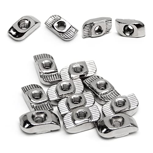 Yinpecly Sliding T Slot Nuts M4 Half Round Roll in T-Nut for 30×30 Series Aluminum Extrusion Profile Construction Industry, Carbon Steel Nickel-Plated Silver Tone, Pack of 10