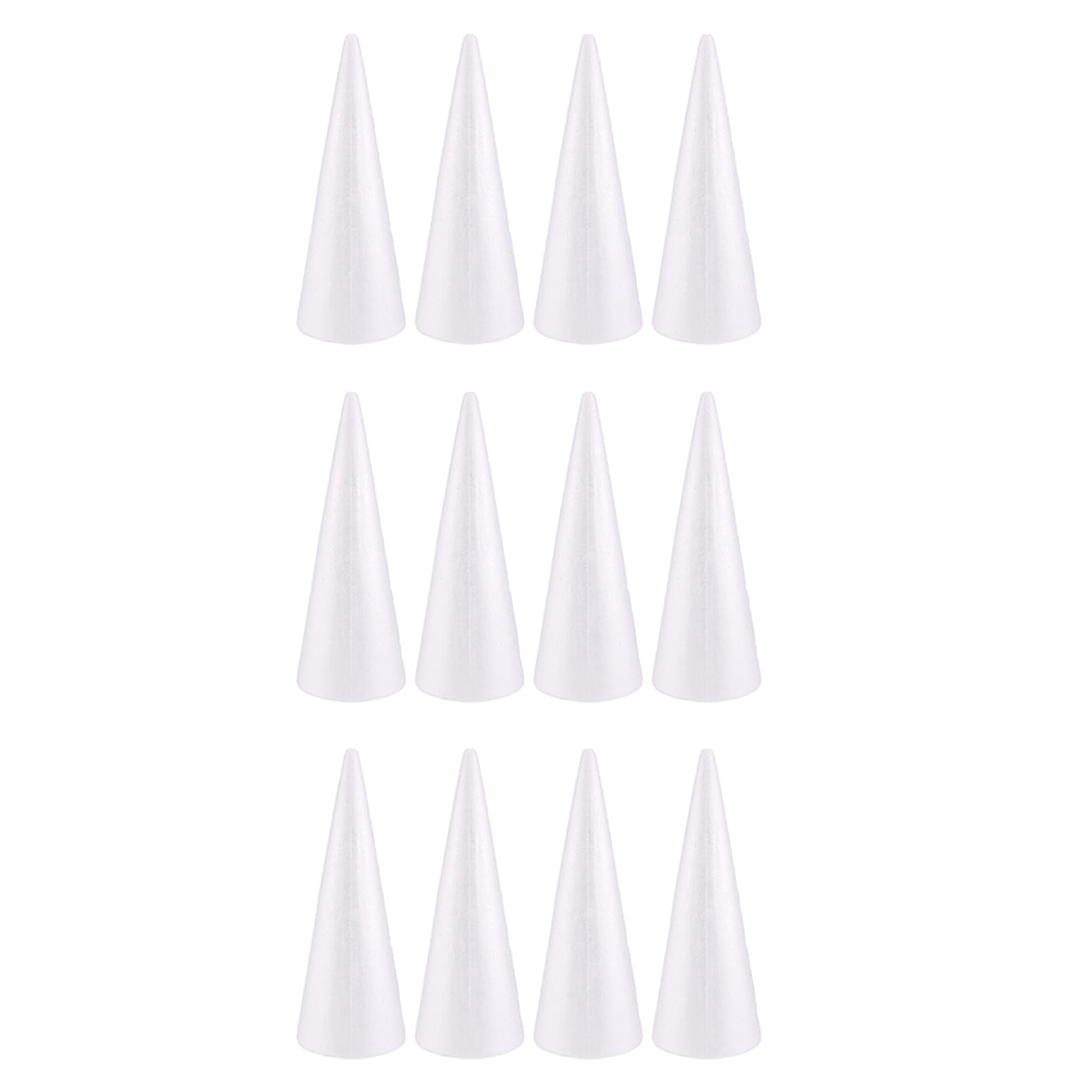 Cônes d'arbre en mousse de polystyrène blanc léger et facile à sculpter en paquet de 12