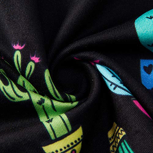 RAISEVERN Womens Pajama Shorts Bottoms Sleep Shorts Black Cactus Print Lounge Shorts Boxer Shorts Pj Shorts S - Thumbnail 4