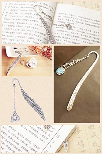 Hostk 10Pc Silver Metal Bookmark Hairpin Hook Carved Antique Vintage With Pendant Jewellery Making Mermaid Souvenirs Plain Embossed #TOP5