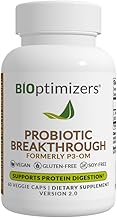 BiOptimizers Probiotic Breakthrough – Lactobacillus Plantarum OM Probiotics & Prebiotics Health Supplement for Gut, Digestive & Immune Support Probiotics for Women Men Elderly– 60 Vegan Capsules