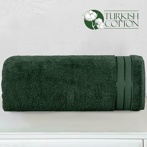 Image of Elegant Comfort Three Line Popcorn Extra Large Luxury Bath Towel - 40 inch x 80 inch inch, Premium Hotel Spa Quality 1 Piece Oversized Bath Sheet 100% Turkish Cotton Super Soft Highly Absorbent, Forest Green