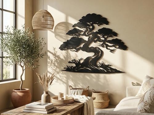 Vailla Arbre de Vie Tableau Decoration Murale 3D Deco Murale Salon Salle de Bain Chambre Cadre Décoration Chambre Triptyque Mural Bois (Arbre 11)