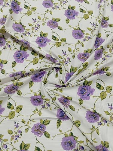 Image of Doraya Pure Cotton Dress Making Fabric Sanganeri Print Jaipuri Hand Block Printed Unstitched Dress Material for Women Blouse /Plazzo,Kurti /Lehenga Piece Womens 43 inch Inches Width (White 4, 5 Meter)