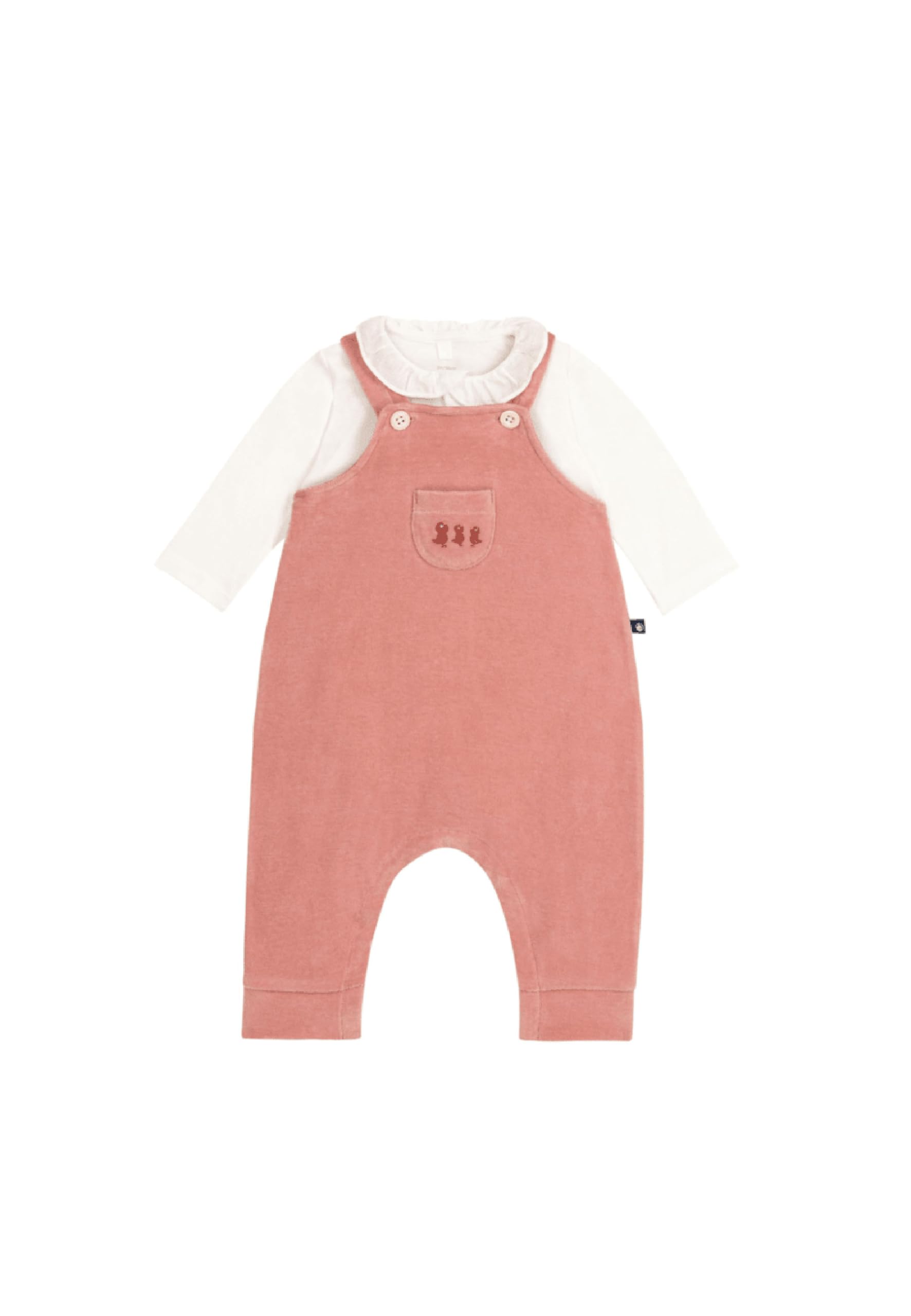 Petit Bateau Ensemble Salopette Manches Longues Bébé Fille