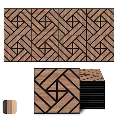 WoveN SounD Acoustic Wall Panels, Teak, 16 Pack, 12x12 in