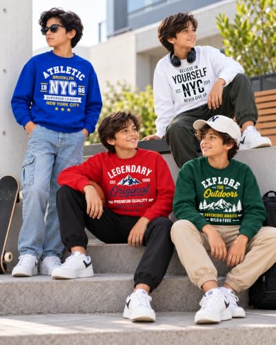 Image of T2F Boys Pack of 3 Sweatshirts | Full Sleeve Printed Winter Sweatshirt for Kids | Round Neck Casual Pullover Tops for Boys
