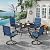 MELLCOM 5 Pieces Outdoor Dining Set, 4 Swivel Rocker Chairs with High Back Textilene & 42'' Round Metal Dining Table with Umbrella Hole, Patio Furniture Set for Porch, Blue