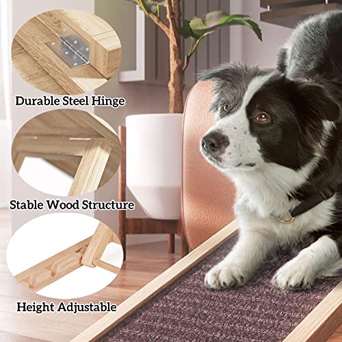 Hunderampe Klappbare Holz-Hundrampe für kleine Hunde und große Hunde Hundetreppe 4 Abschnitte Einstellbar 30-60 cm Für Bett Sofa Auto Rampe Hund Klappbar Anti-rutsch Haustierrampe Autorampe