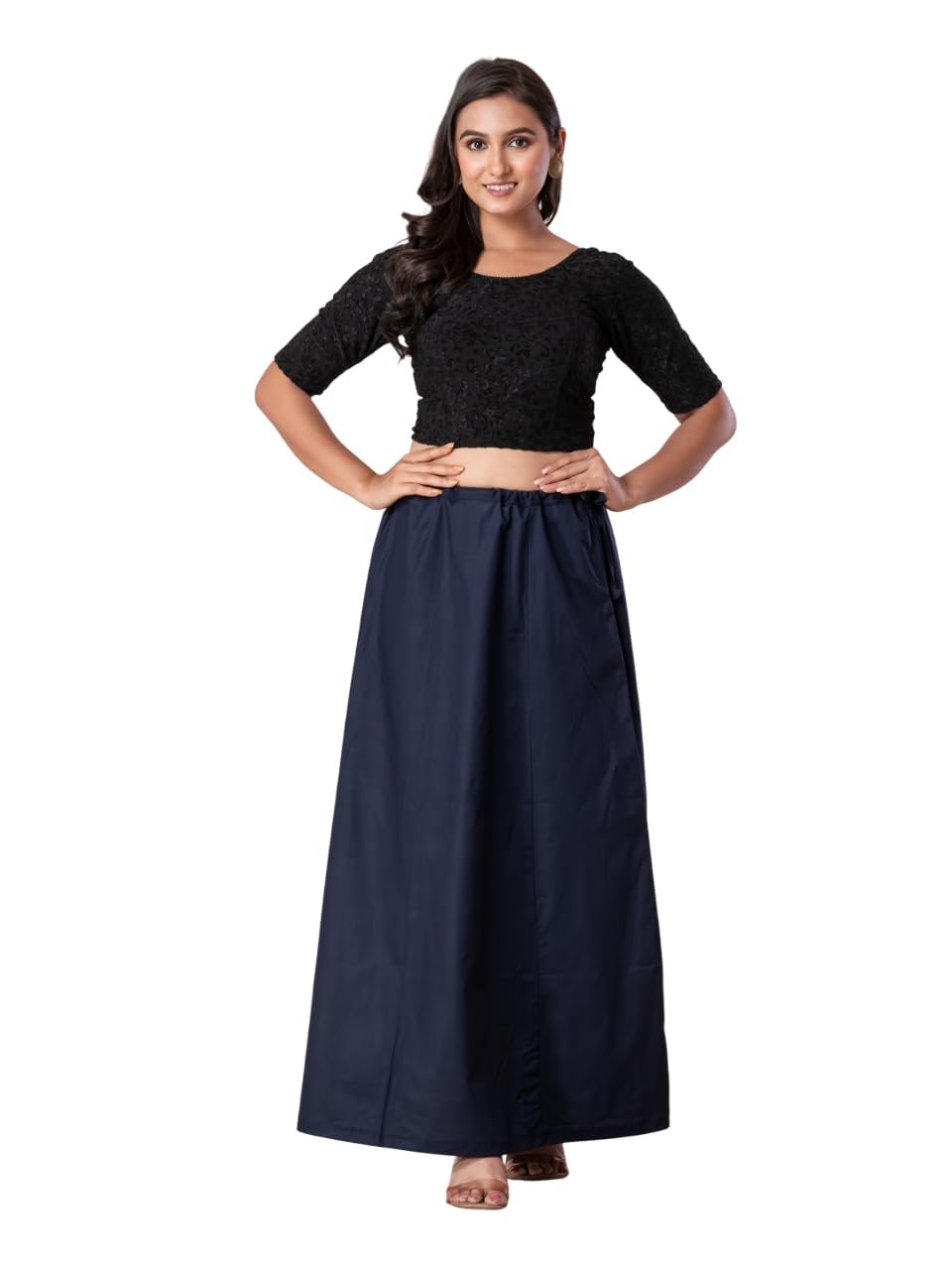 Women's Full-Length Cotton Blend Petticoat for Saree | Soft & Breathable Fabric | Adjustable Drawstring Waist Inner Skirt-image-28