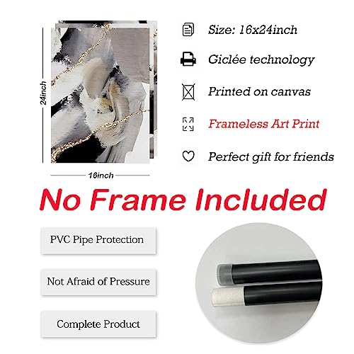 Black Beige And Gold Wall Art Gold And Grey Abstract Painting Black And Gold Foil Artwork For Wall Neutral Black And Beige Paintings Modern Grey Art Print For Living Room Decor 16X24Inchx3Pcs No Frame #TOP1