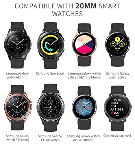 Binlun Canvas Smartwatch Bands Compatible With Samsung Galaxy Watch 42Mm/Active/Watch 3 41Mm,Compatible With Huawei Watch Gt/Gt2 42Mm Sailcloth Watch Strap Khaki Black Army Green 2 Colors Buckle 20Mm #TOP1
