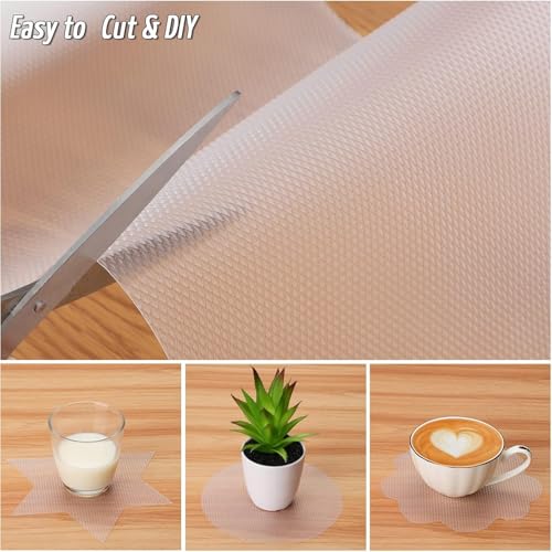 Image of Go Hooked EVA Anti Slip Fridge Mat Roll 45cm x 5m | Waterproof Shelf Liner for Kitchen Cabinet, Drawer, Refrigerator & Wardrobe | Food Grade Washable Cuttable Reusable Place Mat (Transparent)