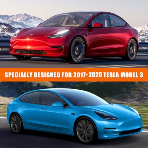 Image of Waterproof Car Cover Replace for 2017-2025 Tesla Model 3, 6 Layers All Weather Custom-fit Car Cover with Zipper Door & Windproof Bands for Snow Rain Dust Hail Protection