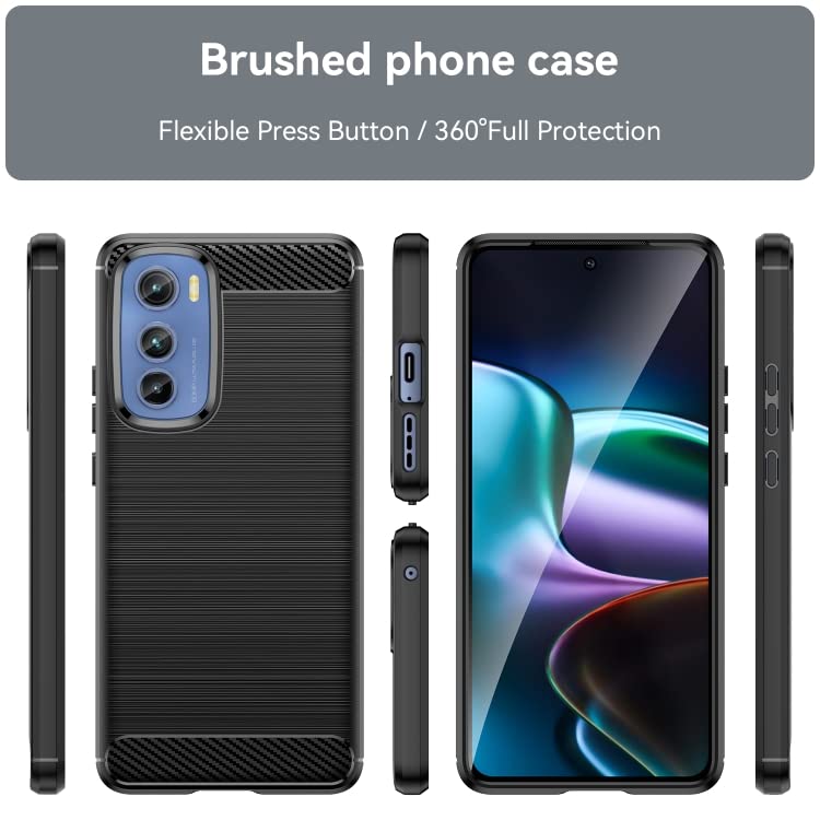 Image of NPRC Hybrid Ultra Slim Protective Case TPU Non-Slip Carbon Fiber Texture Shockproof Case Cover for Moto Edge 30 - Black